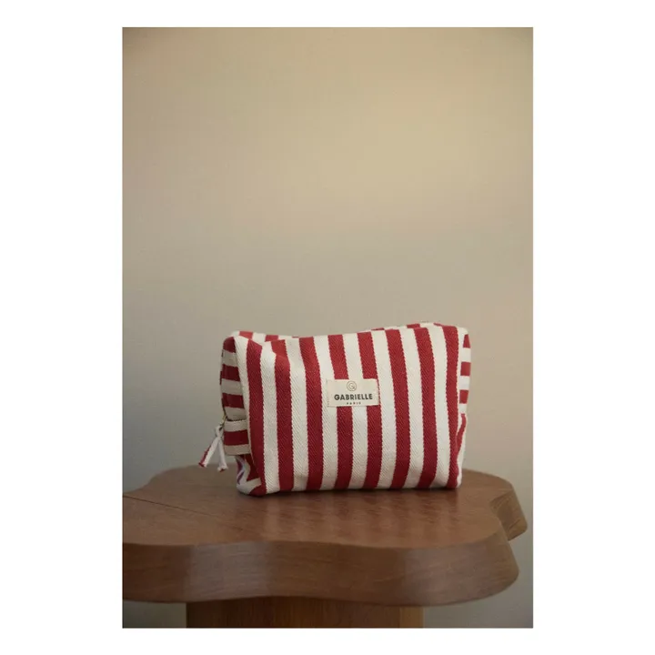 Borsa da toilette a righe | Rosso- Immagine del prodotto n°1
