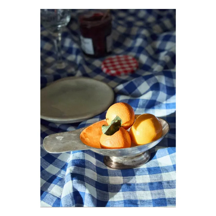 Vichy washed linen tablecloth | Blue- Product image n°2