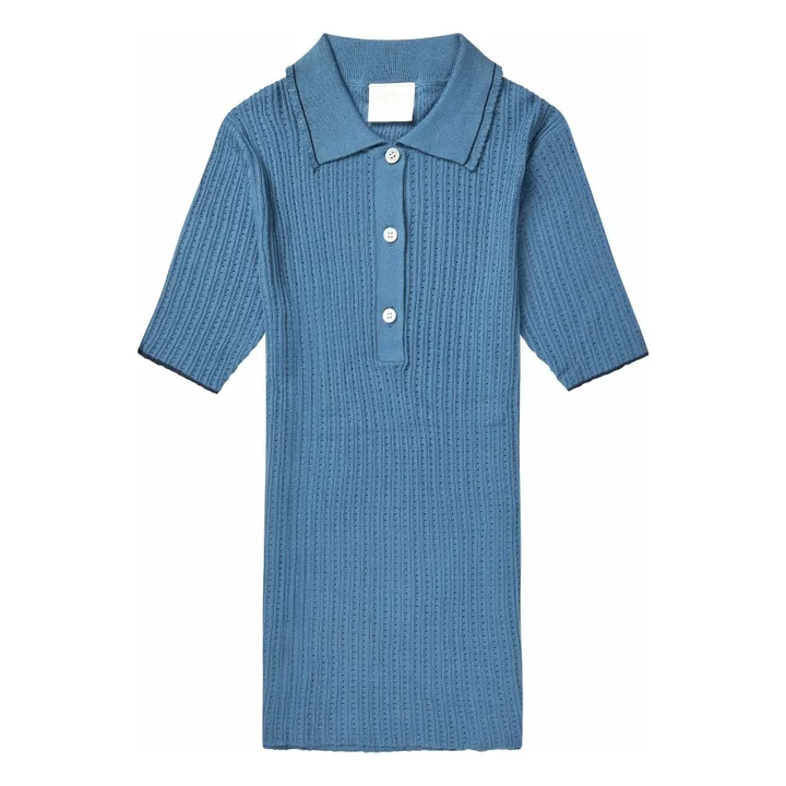 Polo Côtelé Coton Bio - Collection Femme | Bleu- Image produit n°0