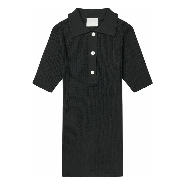 Polo Côtelé Coton Bio - Collection Femme | Noir- Image produit n°0