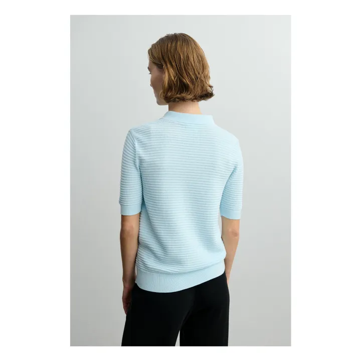 Polo Structuré Coton Bio - Collection Femme | Bleu Clair- Image produit n°2