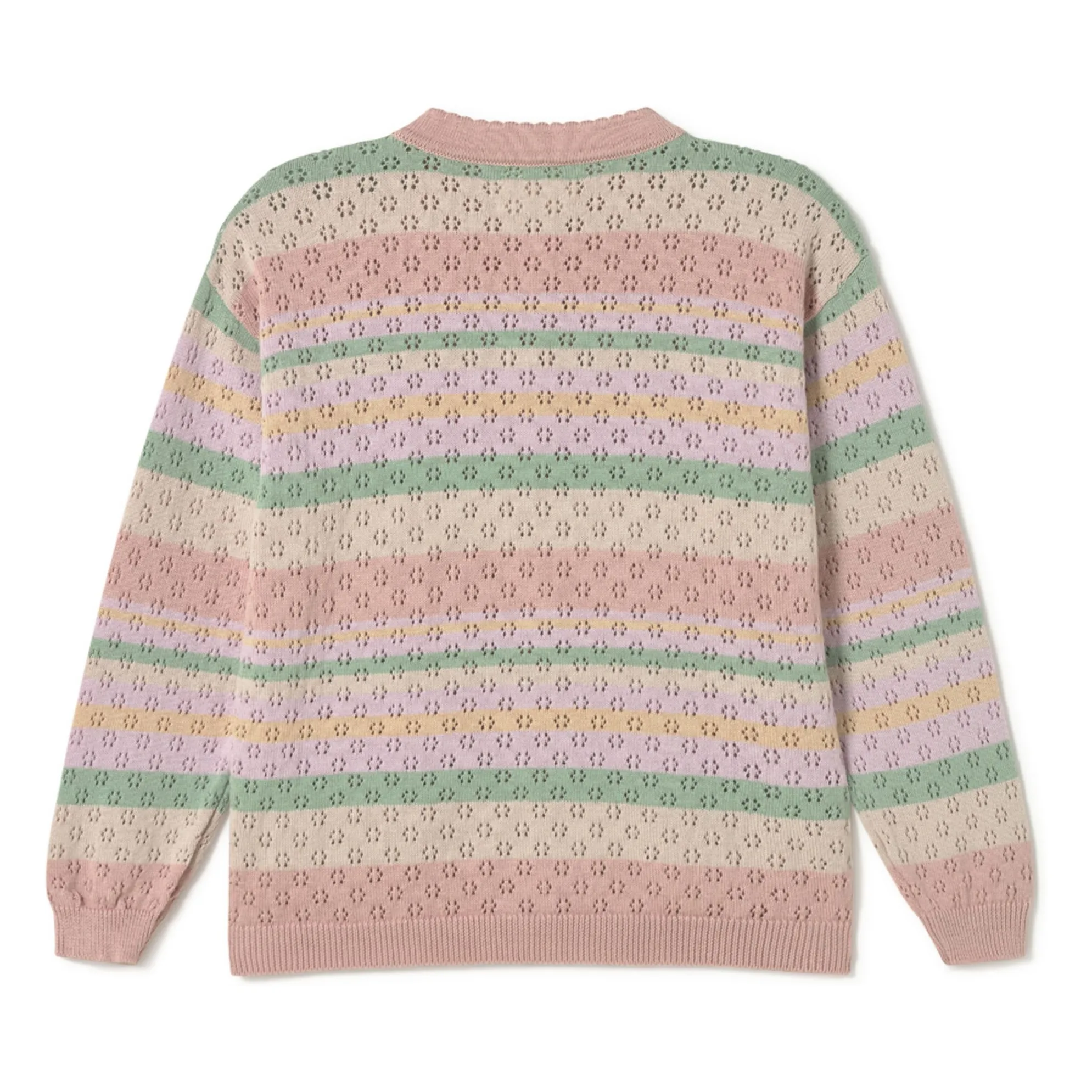 Cardigan Rayé Coton Bio | Rose- Image produit n°3