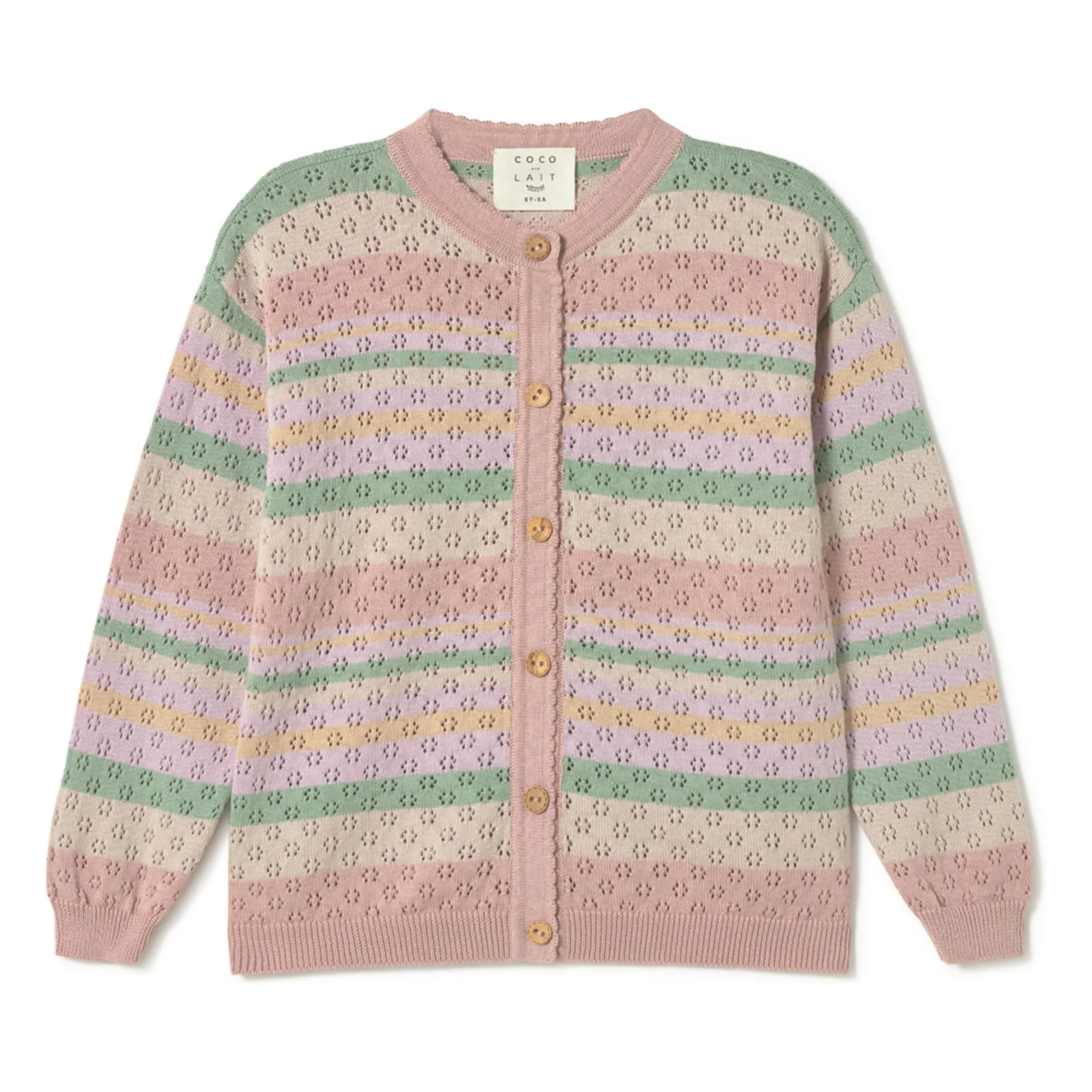 Cardigan Rayé Coton Bio | Rose- Image produit n°0