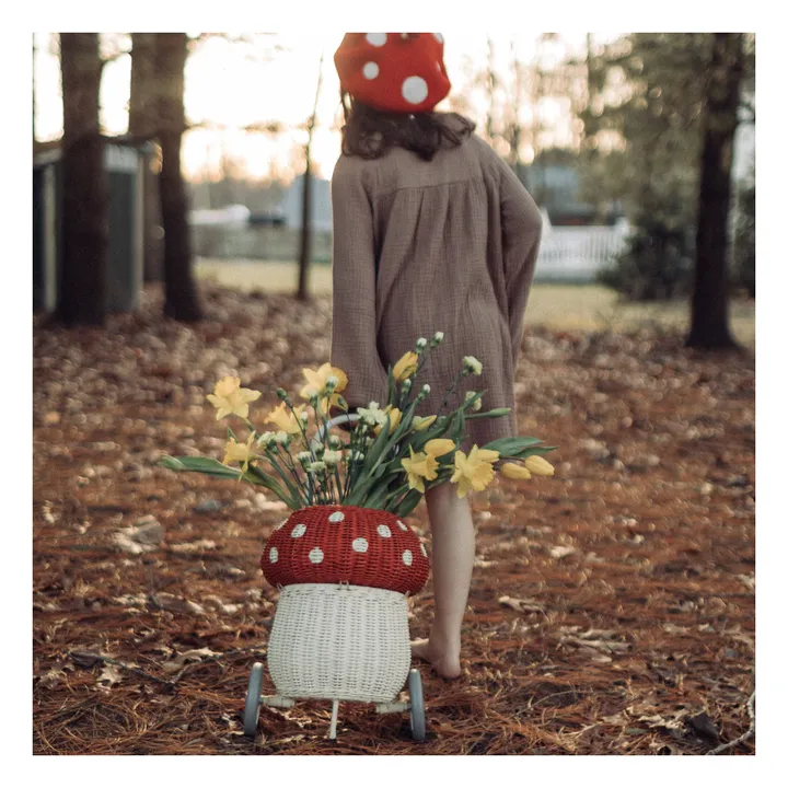 Rattan mushroom basket | Red- Product image n°1