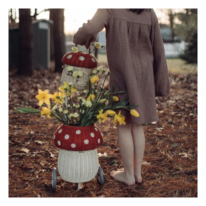Rattan mushroom basket | Red- Product image n°2