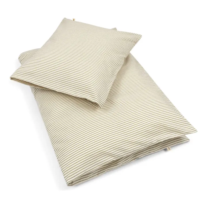 Parure de lit Tea Stripe | Vert kaki- Image produit n°0