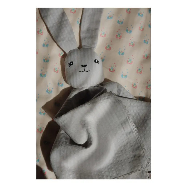 Doudou lange lapin en seersucker | Blanc- Image produit n°1