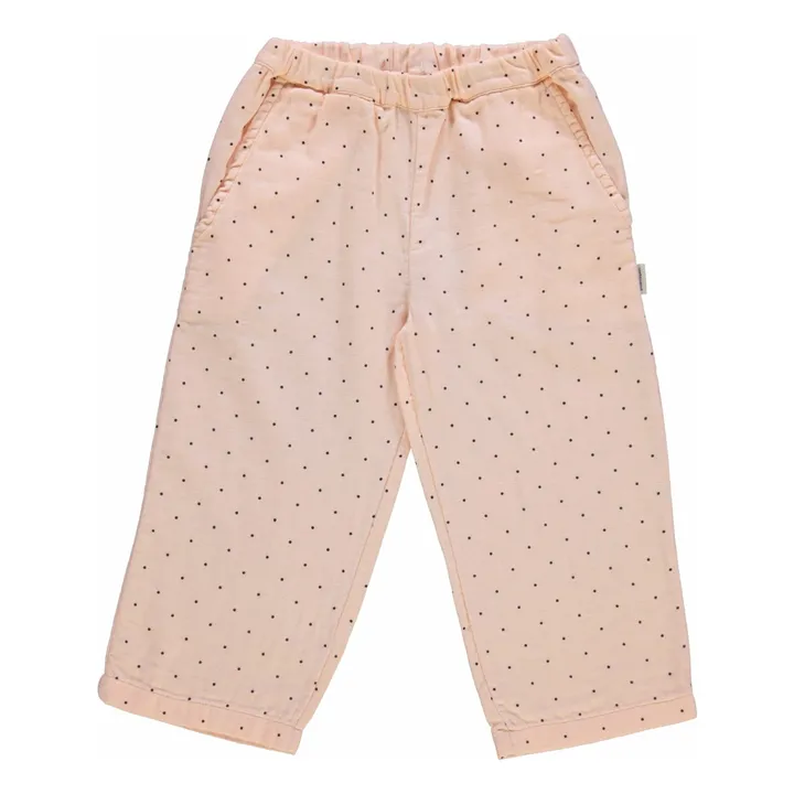 Pantalon Pomelos Pois Double Gaze de Coton Bio | Rose- Image produit n°0