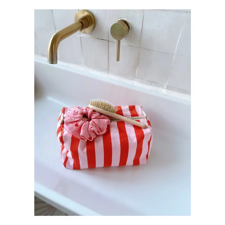 Trousse de toilette Vic rayée | Rouge- Image produit n°1