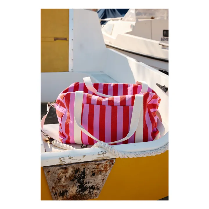 Bolso cambiador a rayas Raphaël | Rosa Pálido- Imagen del producto n°1