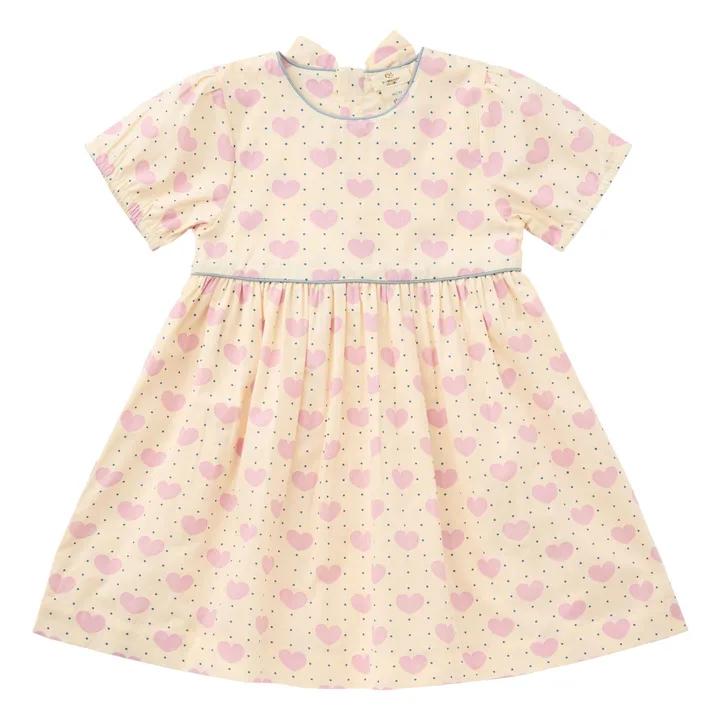 Vestido Dots Hearts de algodón orgánico | Rosa Pálido- Imagen del producto n°0