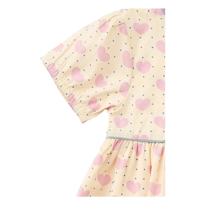 Vestido Dots Hearts de algodón orgánico | Rosa Pálido- Imagen del producto n°3