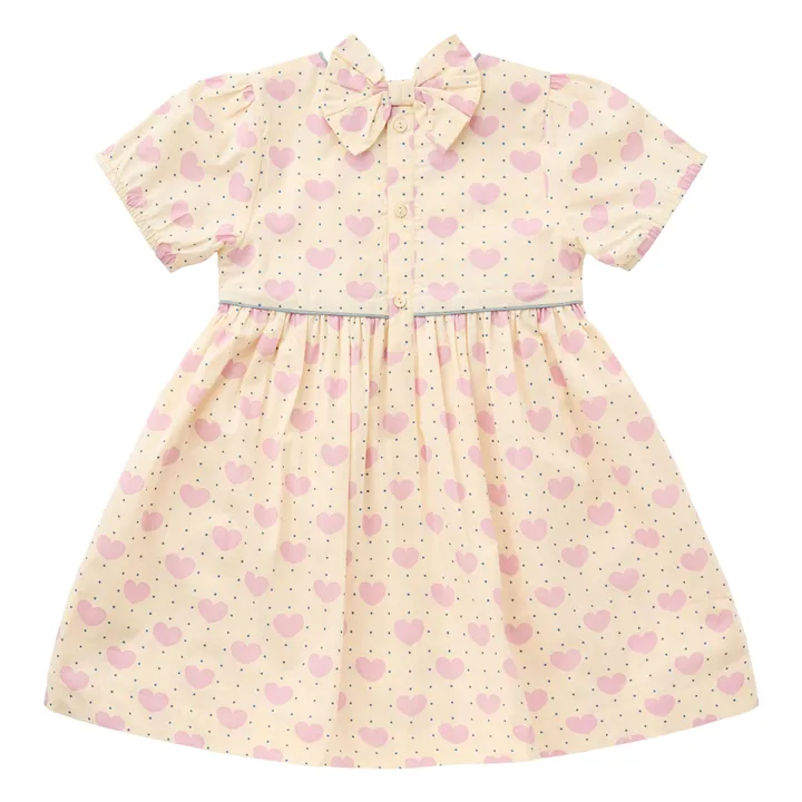 Vestido Dots Hearts de algodón orgánico | Rosa Pálido- Imagen del producto n°2
