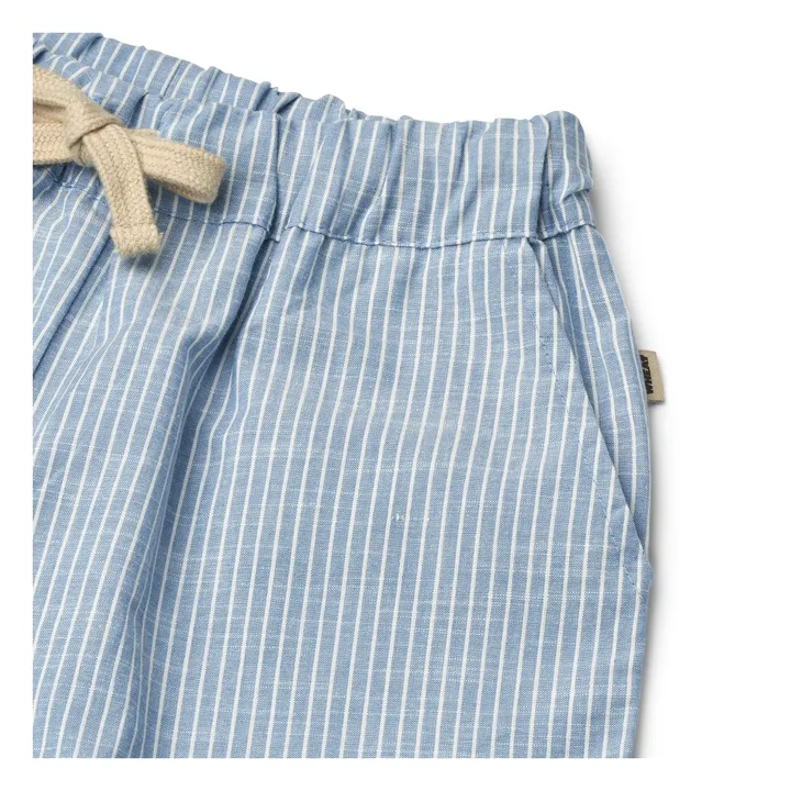 Short Cuba Rayé Coton Bio | Bleu- Image produit n°1