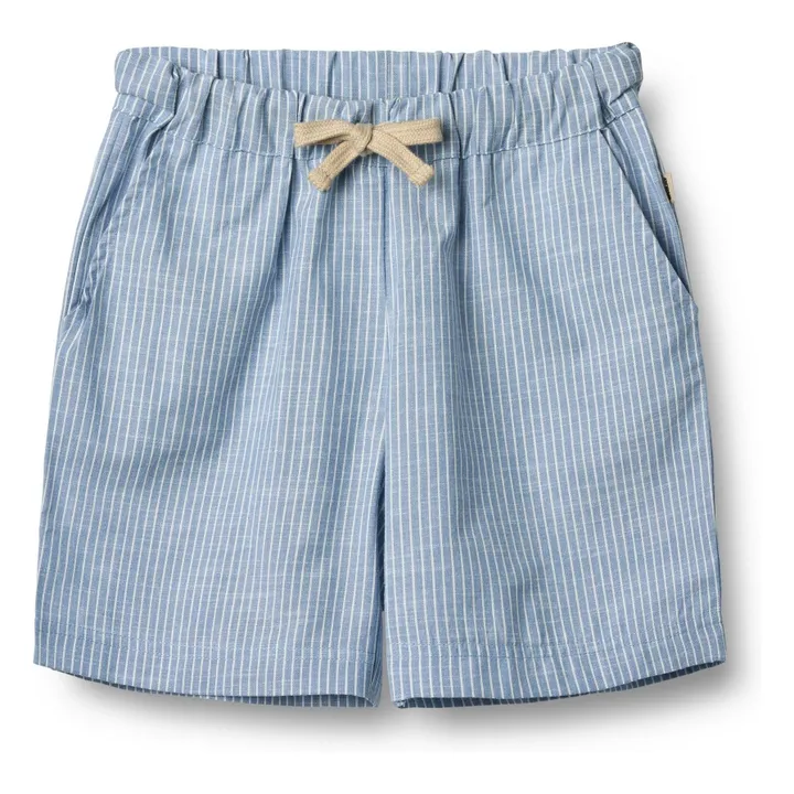 Short Cuba Rayé Coton Bio | Bleu- Image produit n°0