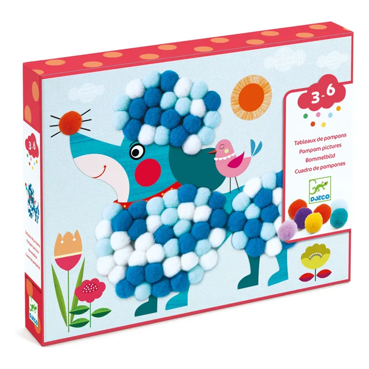 Tableaux de pompoms Des chiens à caresser | Bleu- Image produit n°0