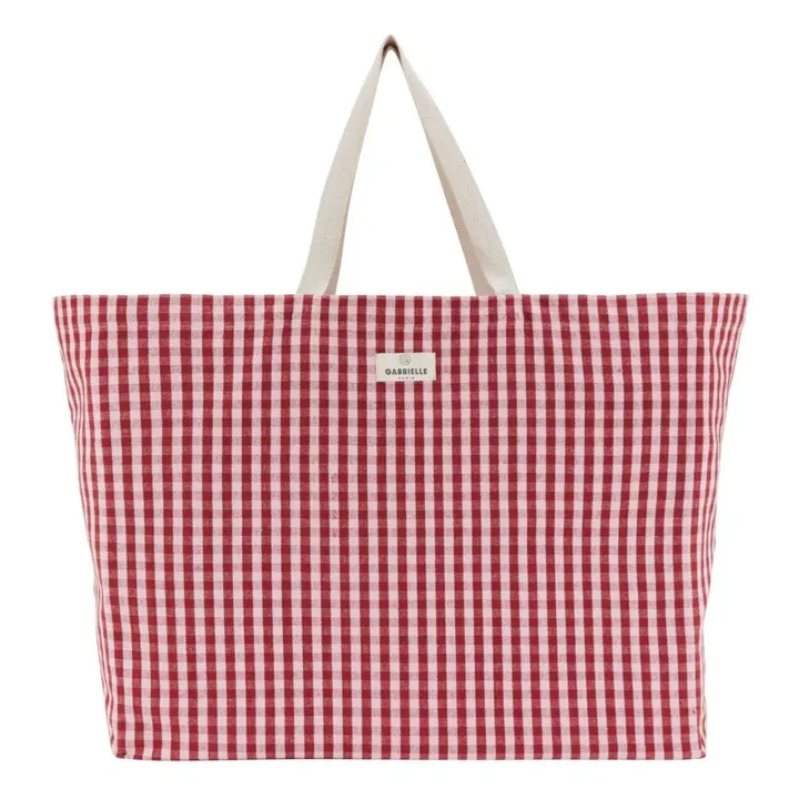 Sac de plage Vichy | Rouge cerise- Image produit n°0