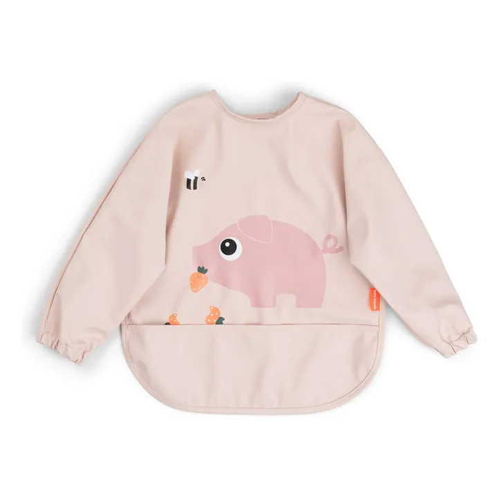 Tiny Farm bib with sleeves | Pale Pink- Product image n°0