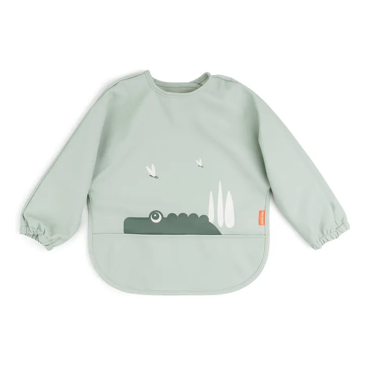 Bavoir à manches Croco | Sauge- Image produit n°0