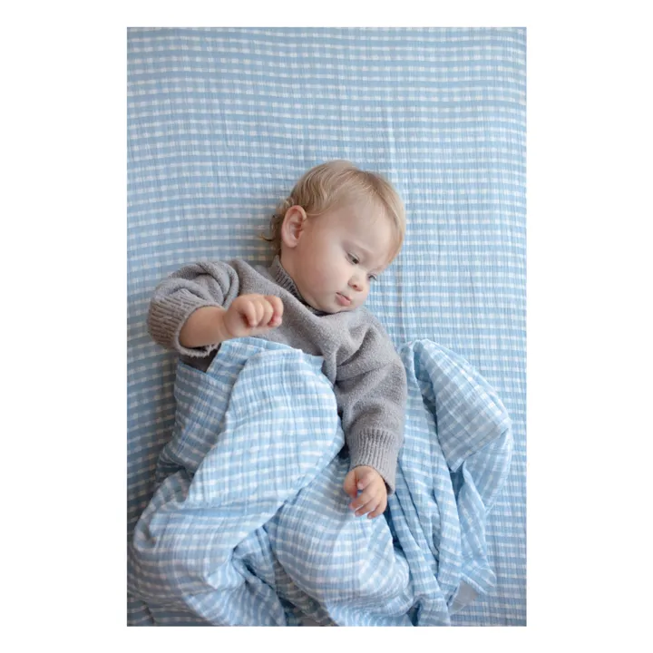Lange d'emmaillotage Cottage en coton bio | Bleu- Image produit n°1
