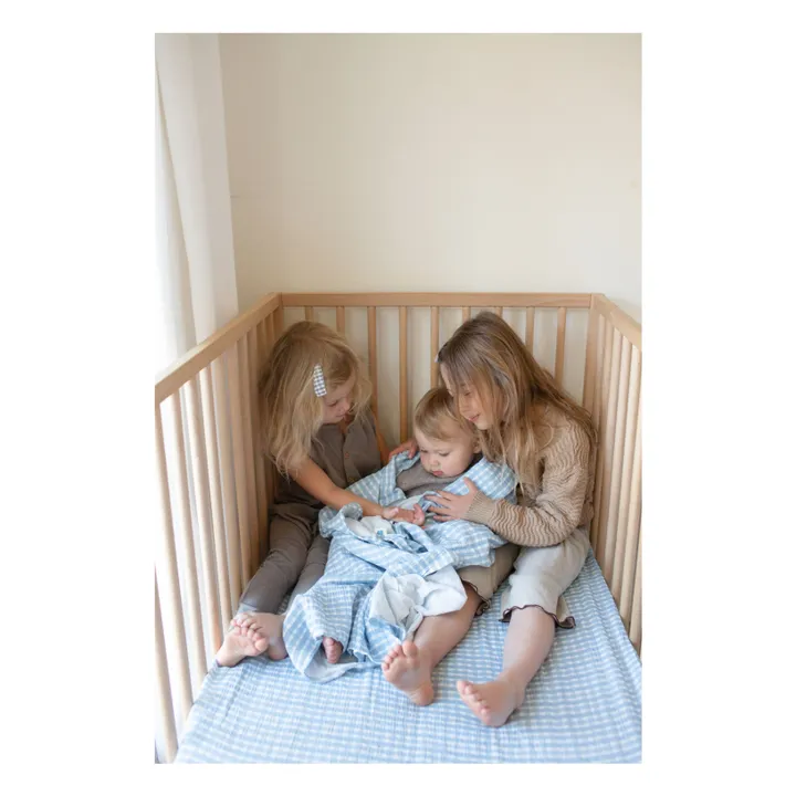Draps-housse Cottage en coton bio | Bleu- Image produit n°3
