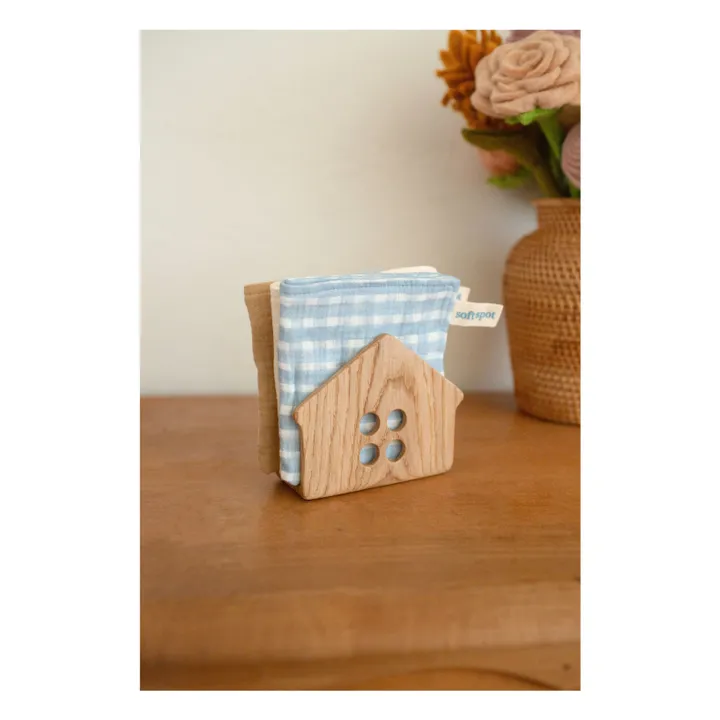Serviettes Cottage en coton bio - Set de 3 | Bleu- Image produit n°1