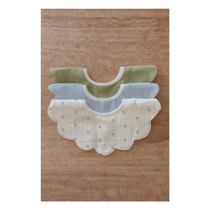 Bavoirs pétale Periwinkle en coton bio - Set de 3 | Bleu- Image produit n°5