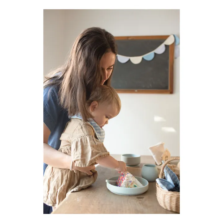 Bavoirs bandana Cottage en coton bio - Set de 3 | Bleu- Image produit n°2