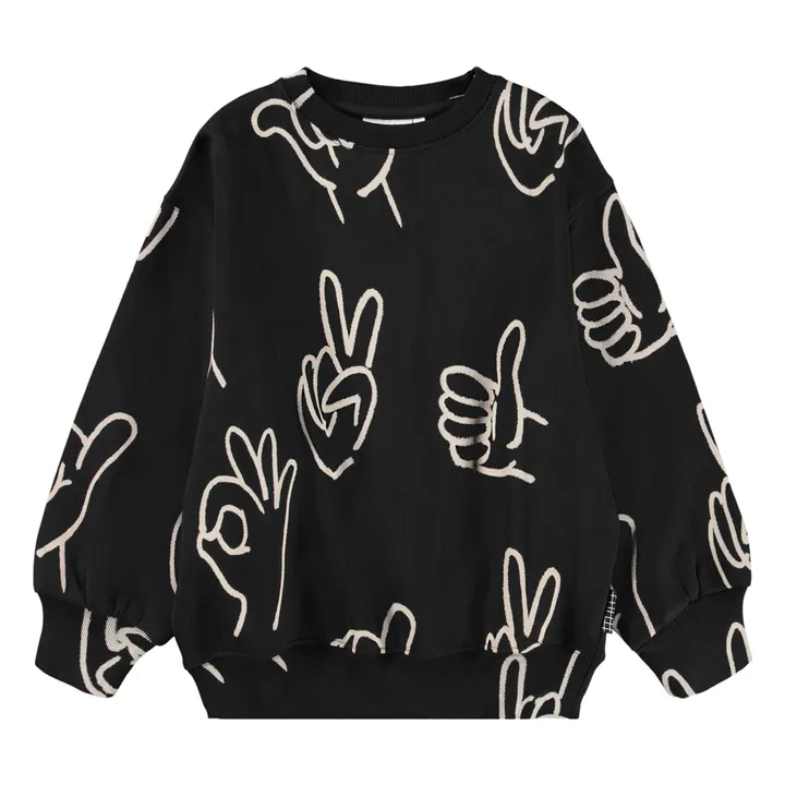 Sweat Monti Hands Coton Bio | Noir- Image produit n°0
