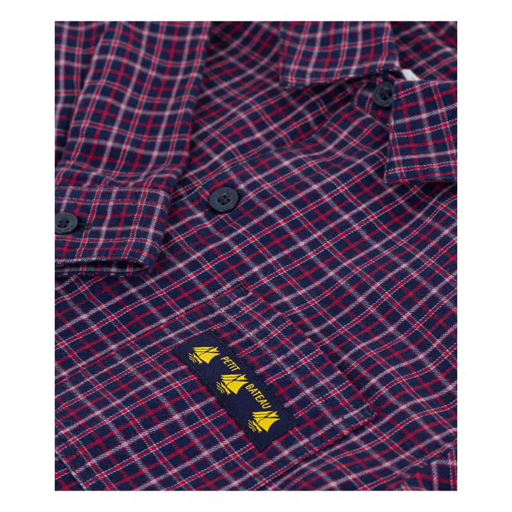 Chemise Carreaux Coton Bio | Bleu marine- Image produit n°2