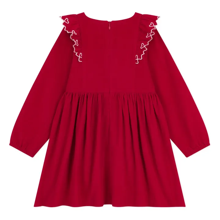 Organic cotton ruffled dress | Red- Product image n°2