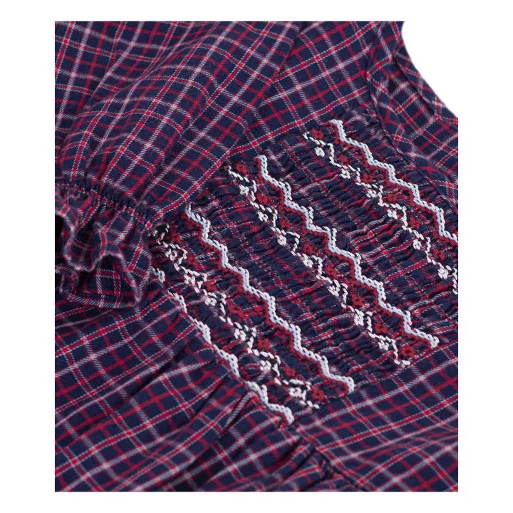 Blouse Volants Carreaux Coton Bio | Bleu marine- Image produit n°2