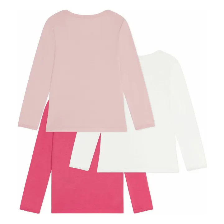 Lot 3 T-shirts Unis Girly Coton Bio | Rose- Image produit n°1