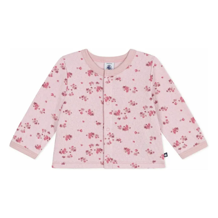 Gilet Fleuri Pointelle Coton Bio | Rose- Image produit n°0