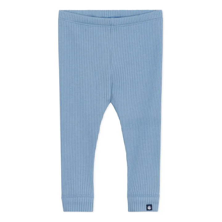 Legging Côtelé Logo Coton Bio | Bleu ciel- Image produit n°0