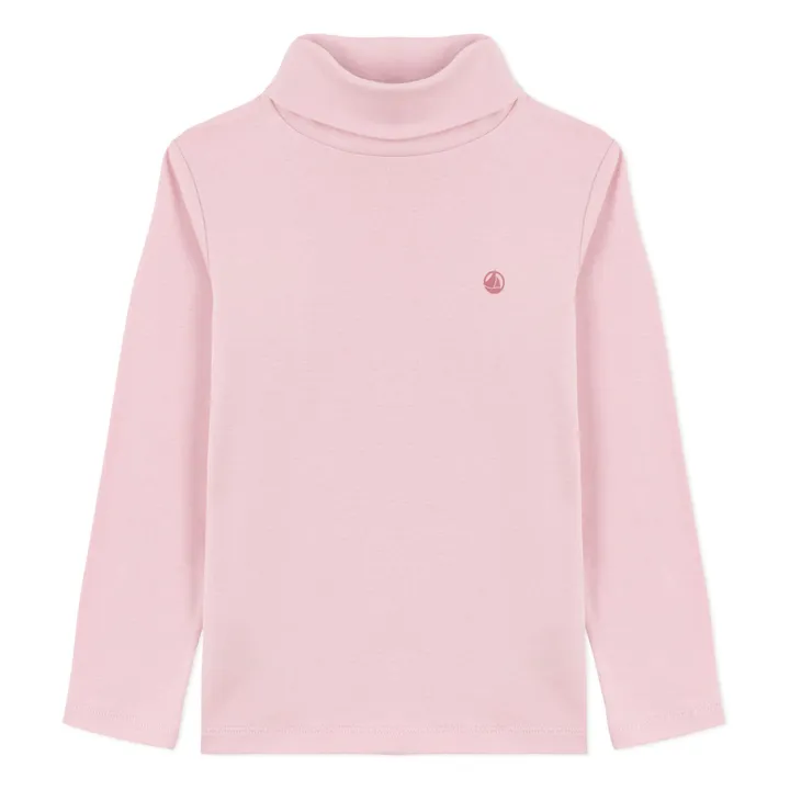 Logo-Rollkragenpullover aus Bio-Baumwolle | Rosa- Produktbild Nr. 0