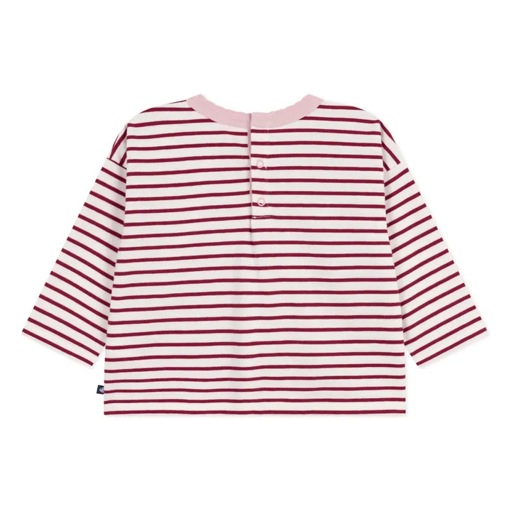 T-shirt Rayé Logo Cœur Coton Bio | Bordeaux- Image produit n°1