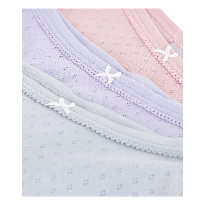Lot 3 Culottes Pointelle Unies Coton Bio | Rose- Image produit n°2