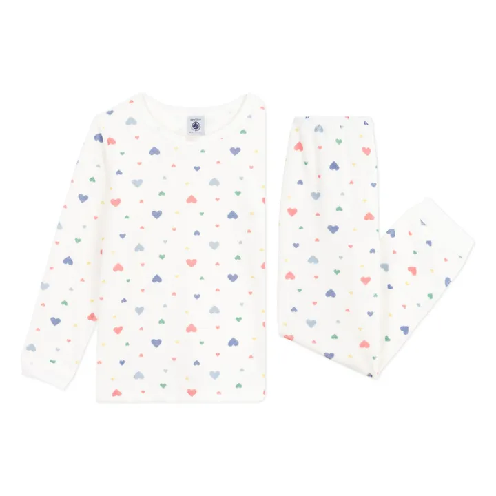 Pyjama Cœurs Coton Bio | Blanc- Image produit n°2