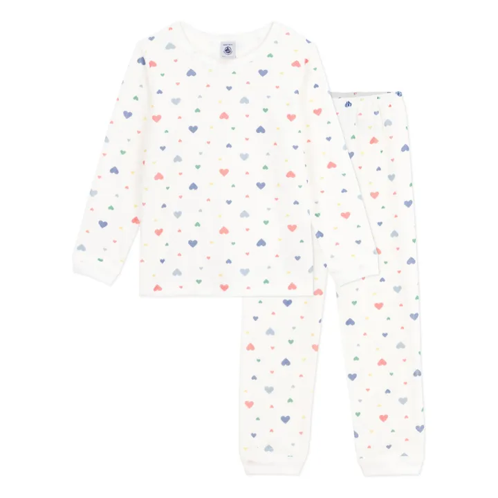 Pyjama Cœurs Coton Bio | Blanc- Image produit n°0