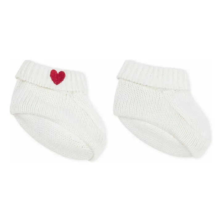 Chaussons Maille Cœur Coton Bio | Blanc- Image produit n°1