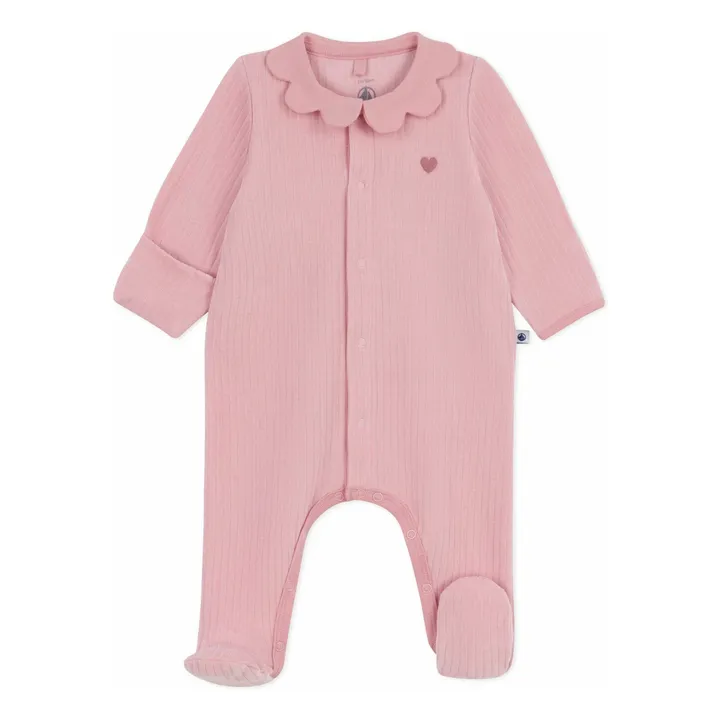 Pyjama Dors Bien Côtelé Col Volants Coton Bio | Rose- Image produit n°0
