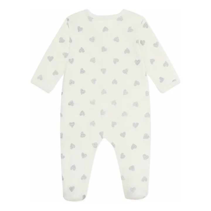 Pyjama Dors Bien Cœurs Pailletés Coton Bio | Ecru- Image produit n°1