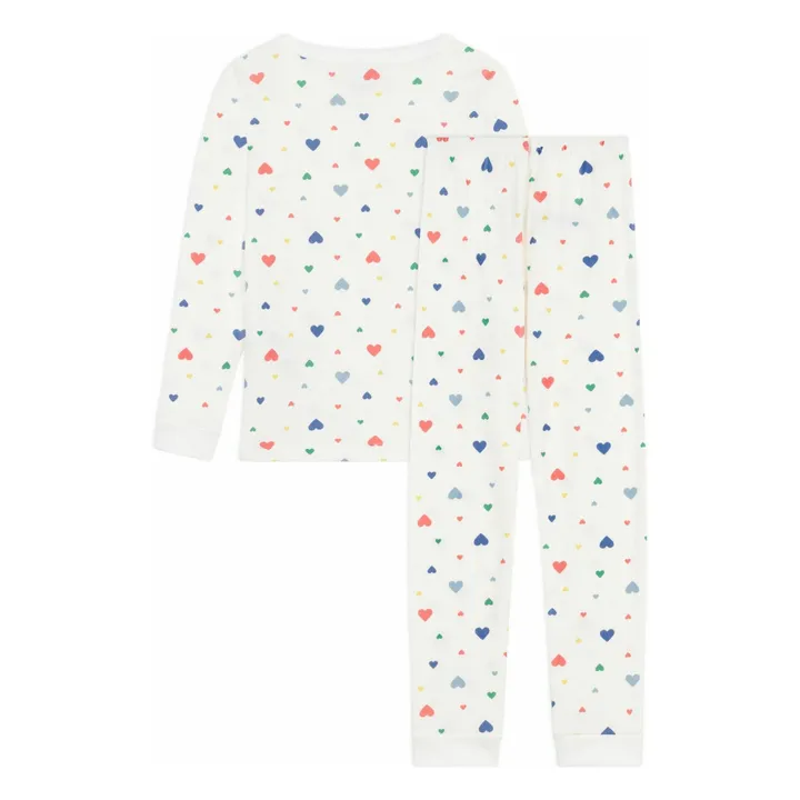 Elastischer Pyjama mit Herzen aus Bio-Baumwolle | Weiß- Produktbild Nr. 1
