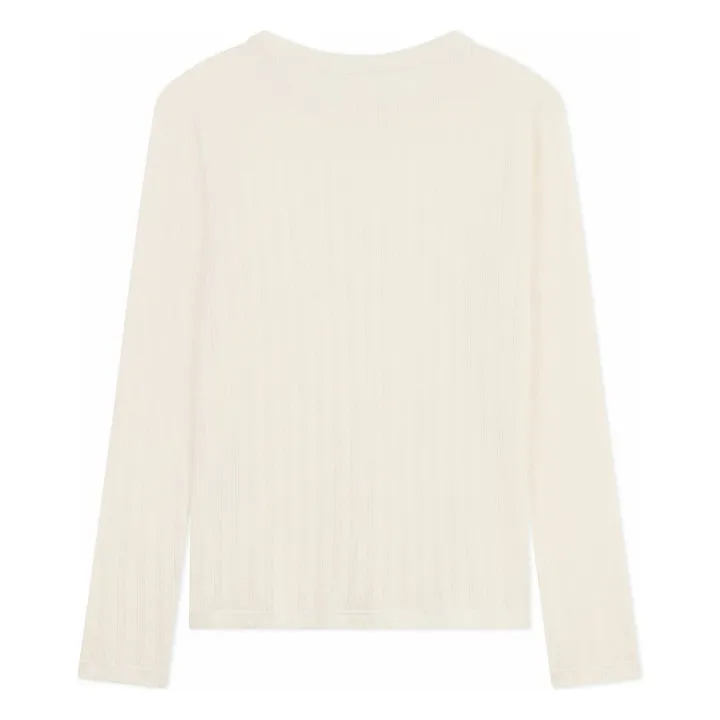 T-shirt Uni Pointelle Coton Bio | Ecru- Image produit n°1