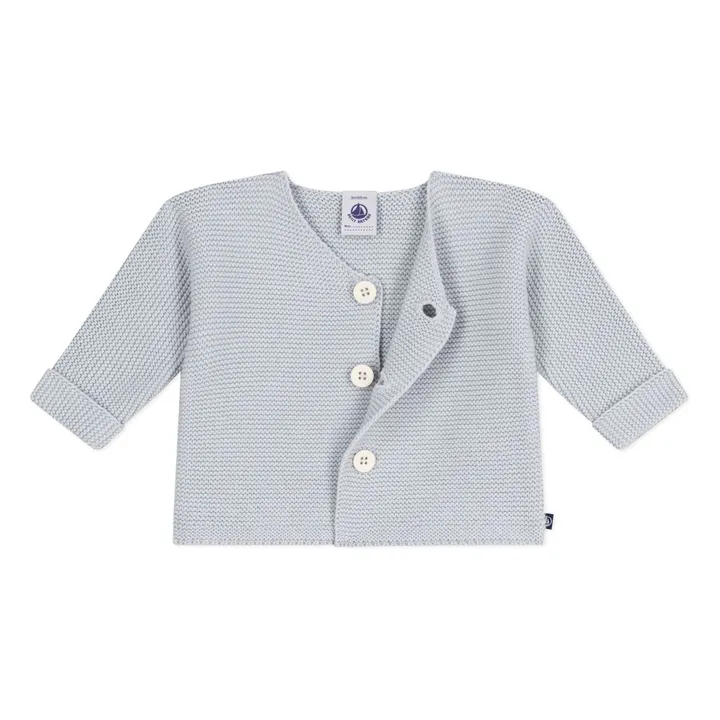 Cardigan Maille Fine Coton Bio | Gris clair- Image produit n°1