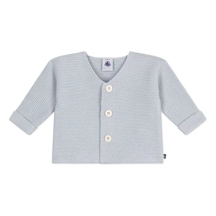 Cardigan Maille Fine Coton Bio | Gris clair- Image produit n°0