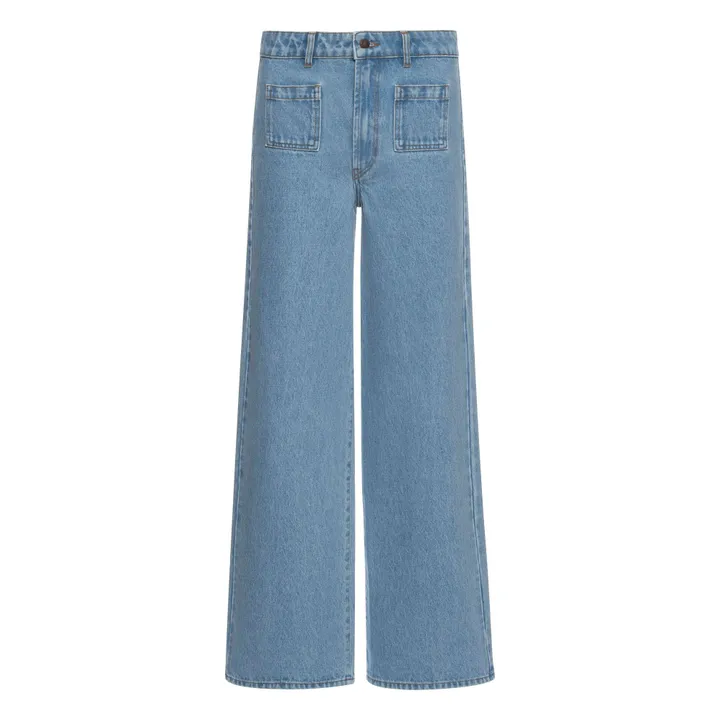 Jean Flare en Coton Bio | Denim bleached- Image produit n°0