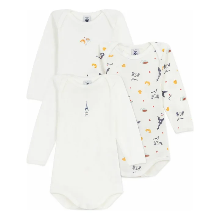Lot 3 Bodies Paris Coton Bio | Blanc- Image produit n°0
