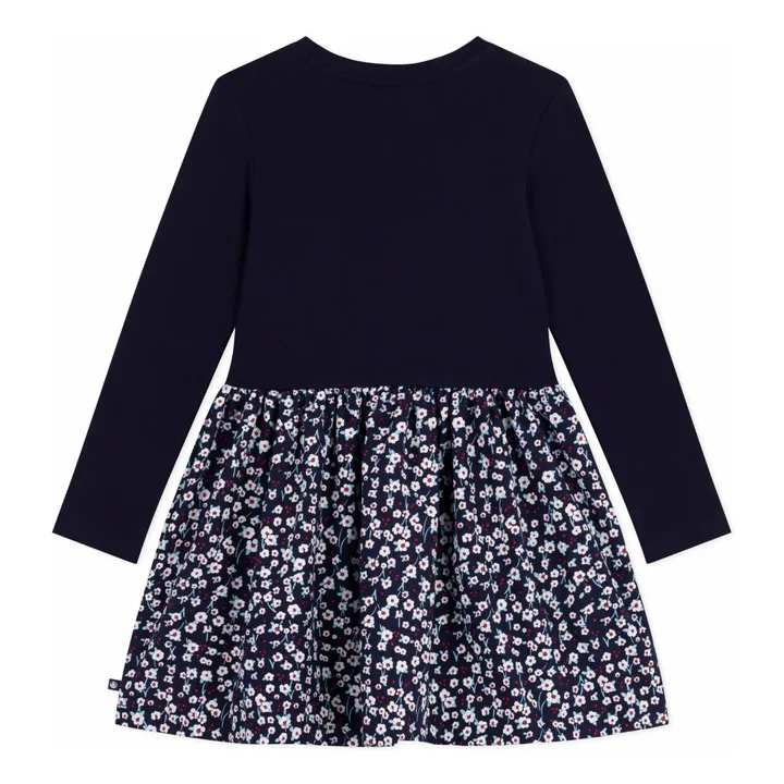 Robe Fleurie Coton Bio | Bleu marine- Image produit n°1